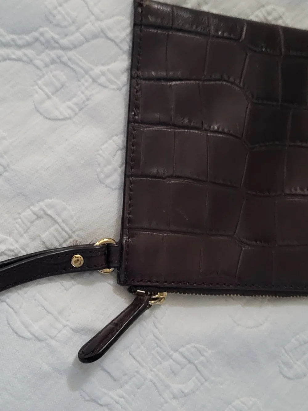 Michael Kors Black Croc-Embossed Wristlet Clutch